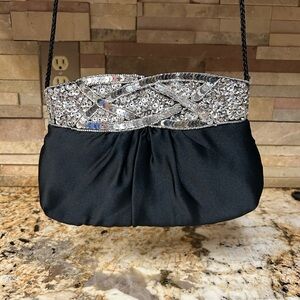 Elegant Black and Silver Evening Clutch